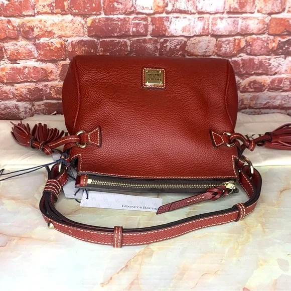 Dooney & Bourke Wine Red Pebbled Tassel Shoulder Bag